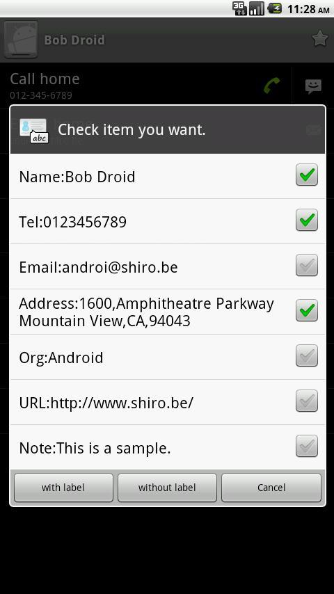 vCard to plain text
